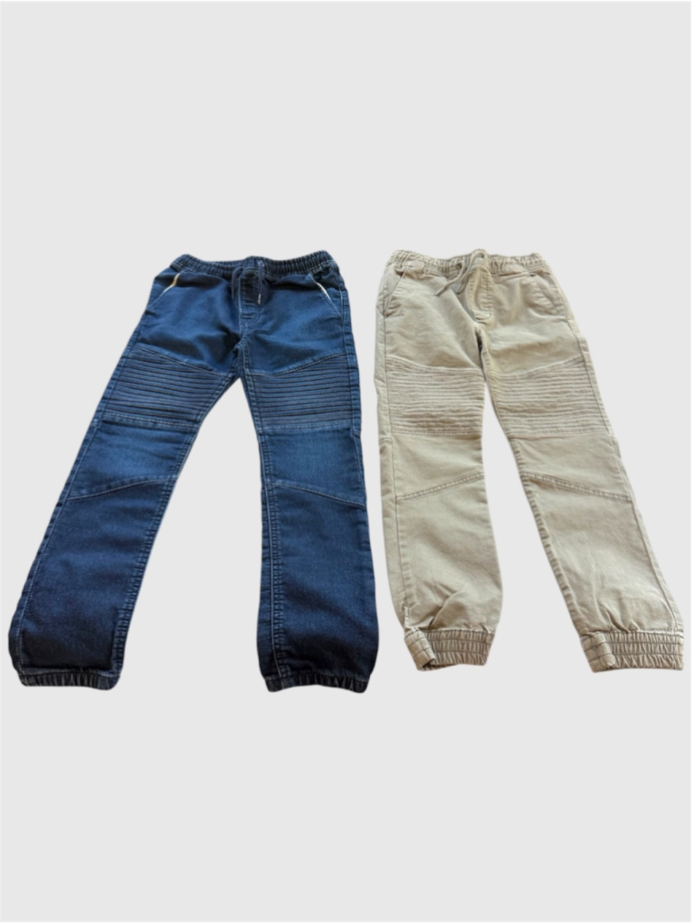 Lot of 2 Gap Kids Moto Jogger Pants Boy in Denim and Olive Green Size M (8-9)